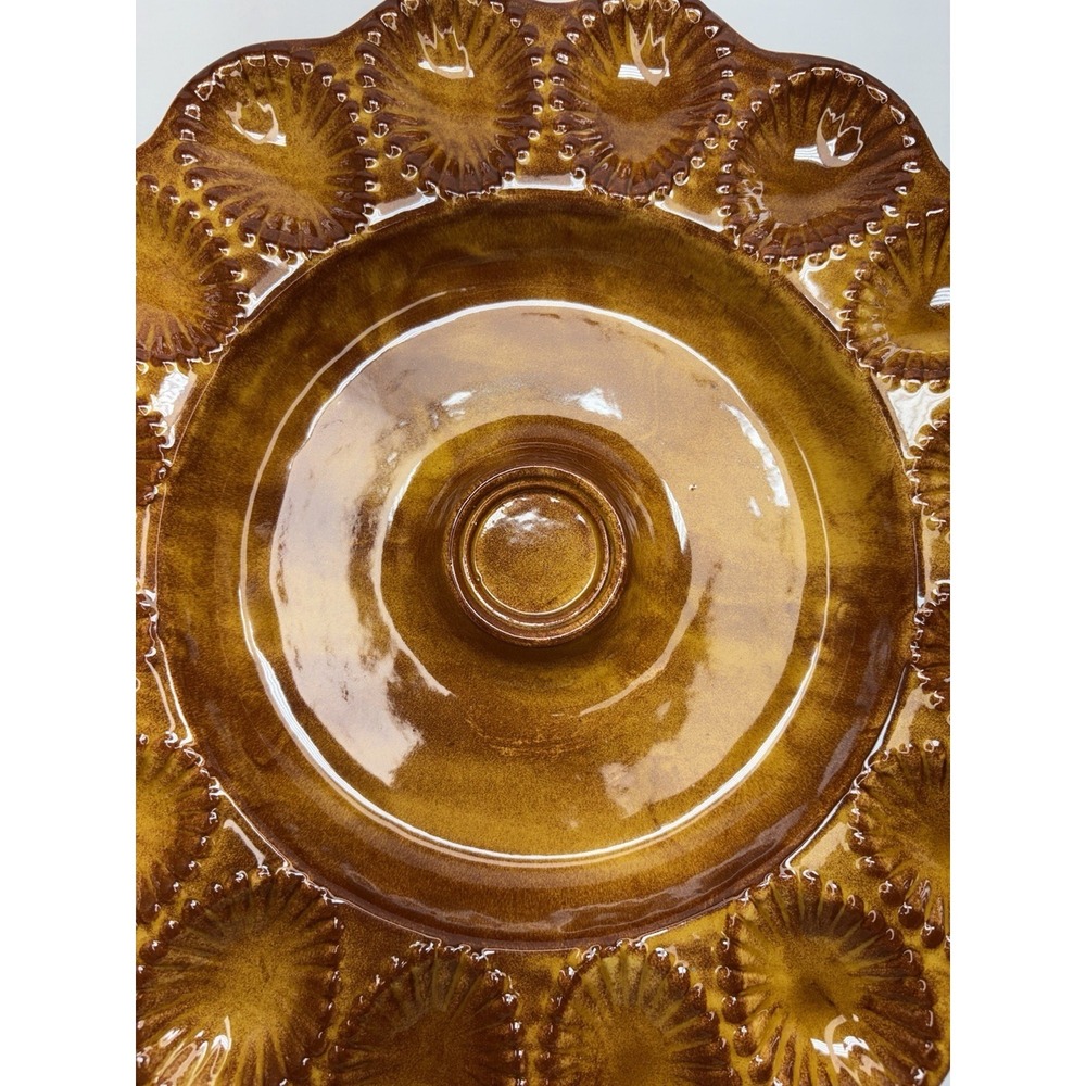 Vintage California USA E400 Ceramic Deviled Egg 12" 16 Count Serving Plate/... - Picture 2 of 15